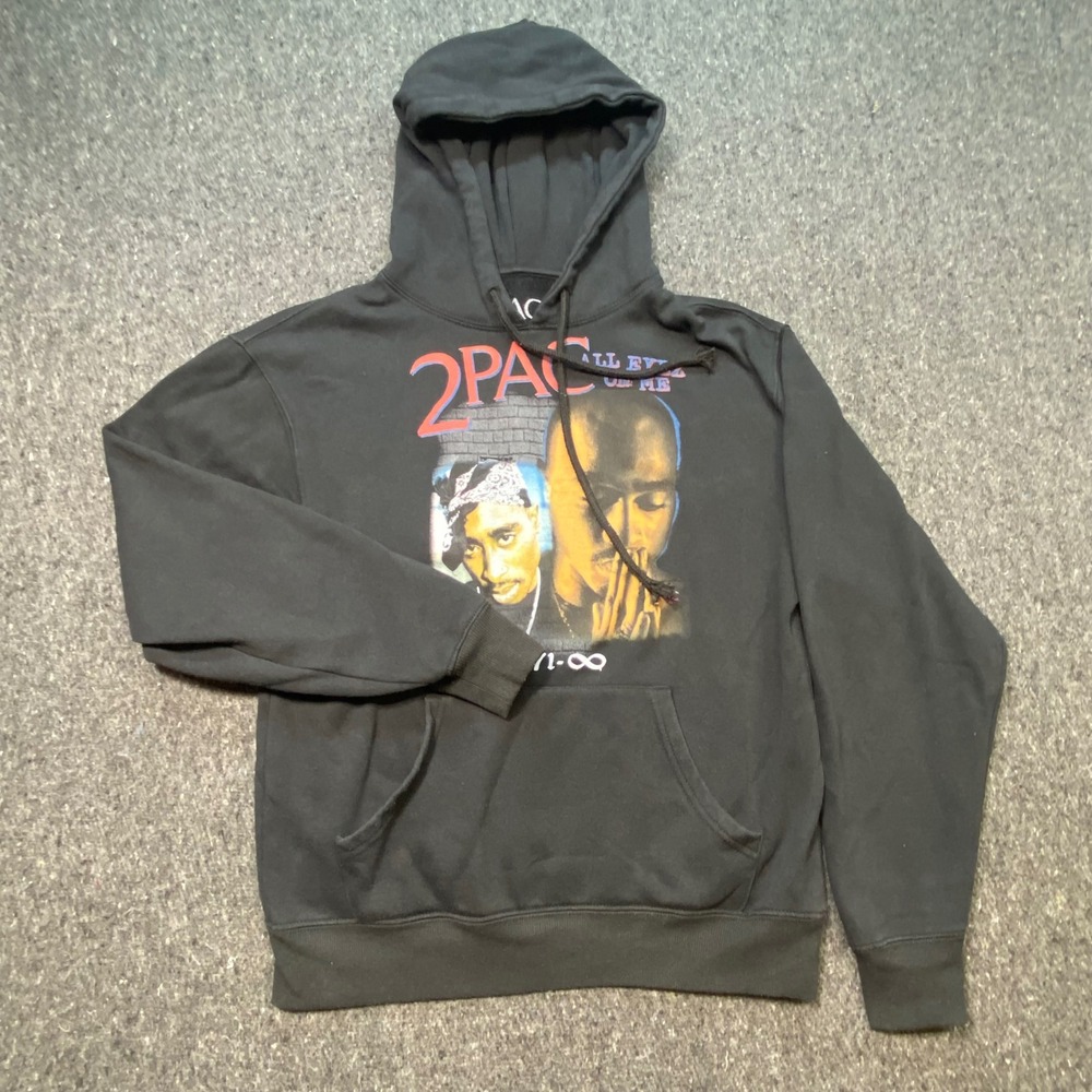 2Pac Hoodie Small S Mens Black All Eyez On Me Graphic Rap Hip Hop Sweatshirt